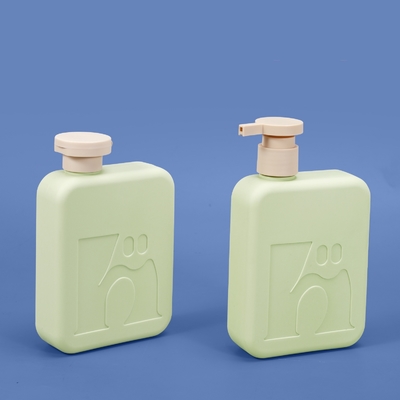 주문 300ml 녹색 플라스틱 사각 샴푸 및 컨디셔너 병 맞춤형 화장품 플라스틱 병 플립 캡 포함 온라인 제조