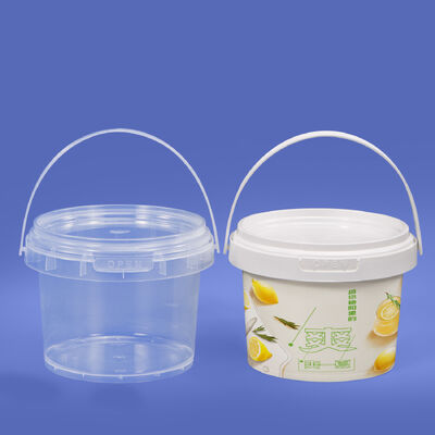 주문 미니 사이즈 사용자 지정 300ml 플라스틱 버킷 맑은 둥근 식품 등급 밀폐 버킷 캔디 팝콘 쿠키 음식 보관 뚜?? 손잡이 온라인 제조