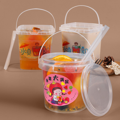 600ML 맞춤 IML 인쇄 열 전송 인쇄를 위한 뚜?? 을 가진 투명한 플라스틱 버킷