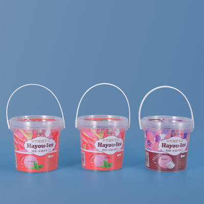 1000ml 1L 플라스틱 버킷은 초콜릿 과자 쿠키를 위한 손잡이와 함께 패키지 식품 저장 용기