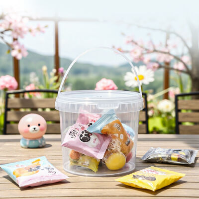 무량 식품 포장용 뚜?? 과 손잡이 있는 친환경 둥근 플라스틱 버킷