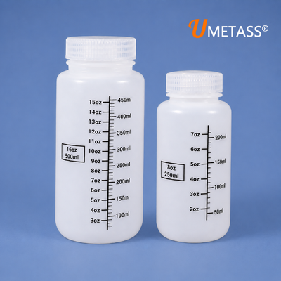 내구성 HDPE 광구 샘플 병 8oz 16oz 병, 밀폐 PP 뚜껑 포함 (실험실 화학 물질 보관용)