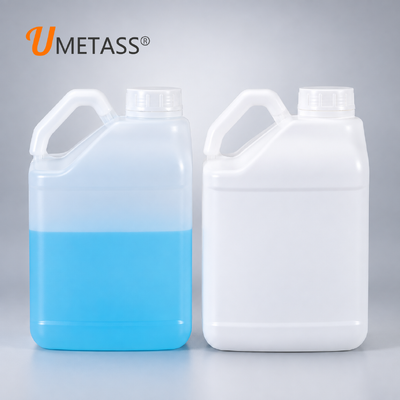 액체 포장용 5L HDPE 플라스틱 제리캔, 손잡이가 달린 흰색 반투명 플라스틱 F-스타일 주전자